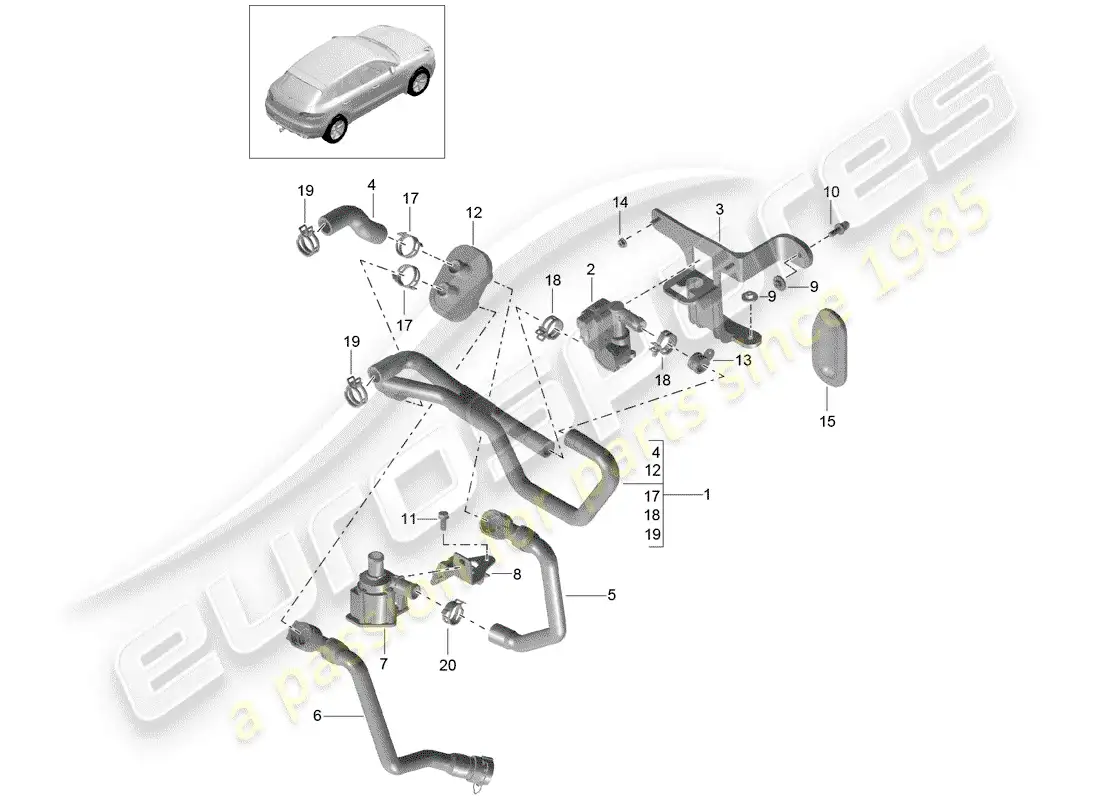 porsche 2017 (macan) heating, air cond. system parts diagram