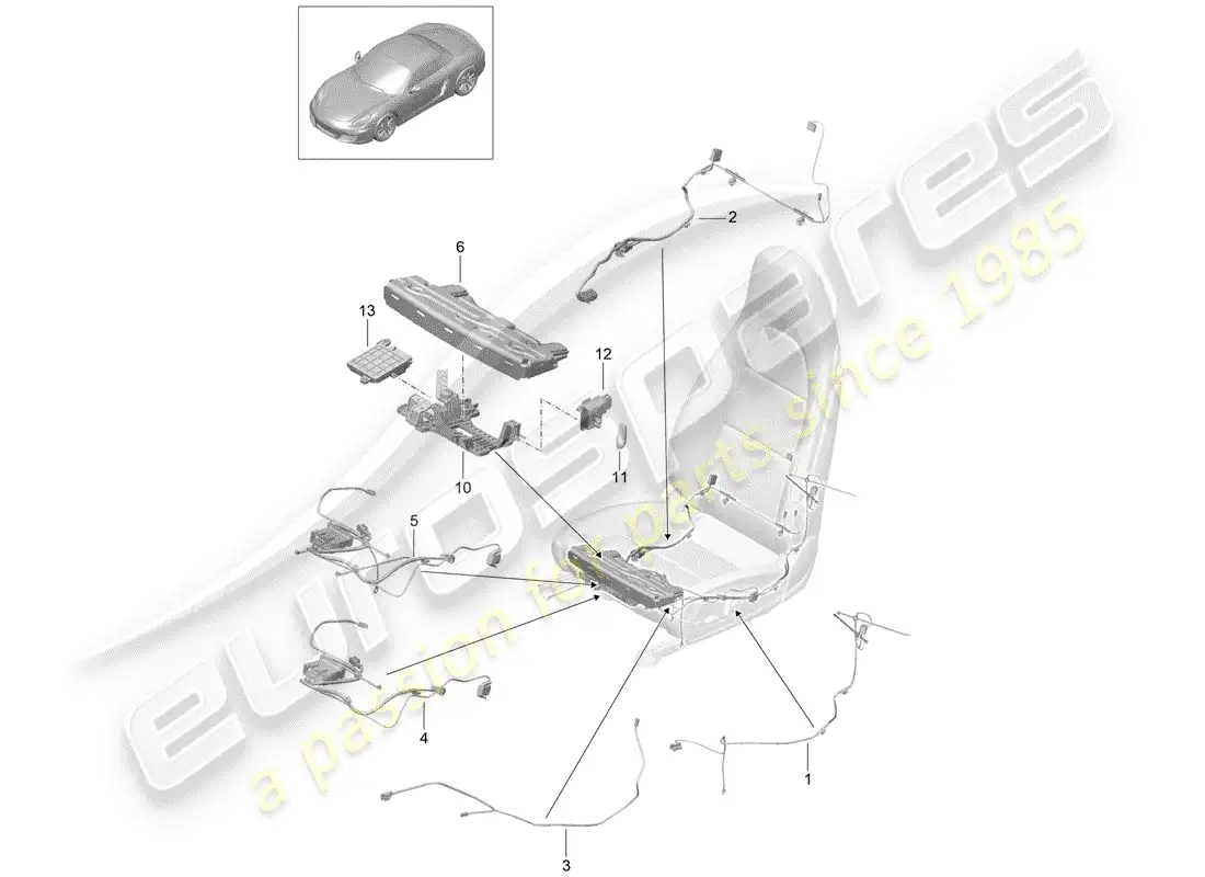 porsche 2016 (981 boxster) wiring harnesses parts diagram