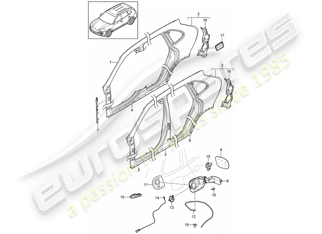 porsche 2013 (cayenne e2 92a) side panel parts diagram