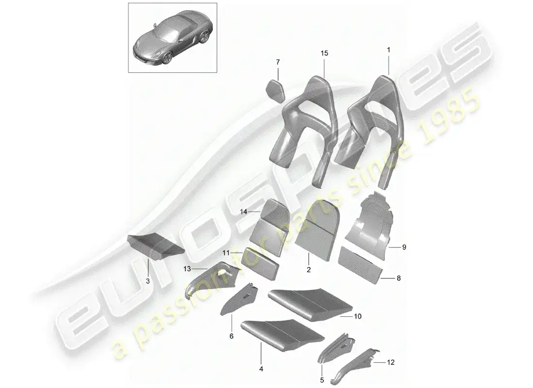 porsche 2016 (981 boxster) foam part parts diagram