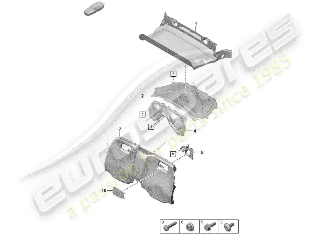 porsche 2020 (718 boxster spyder) trims parts diagram