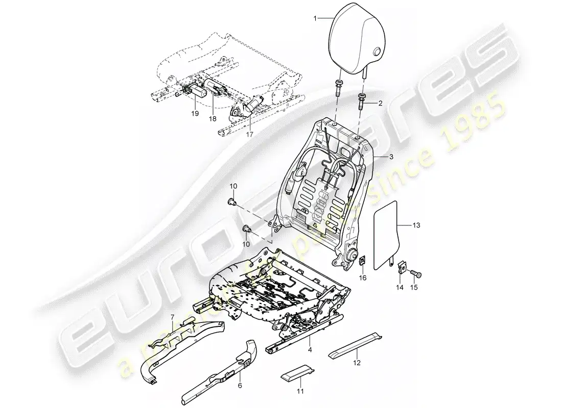 porsche 2006 (cayenne e1 9pa) frame - backrest parts diagram