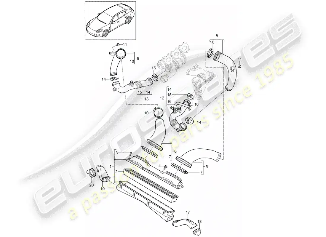 porsche 2010 (panamera 970) air cleaner system parts diagram