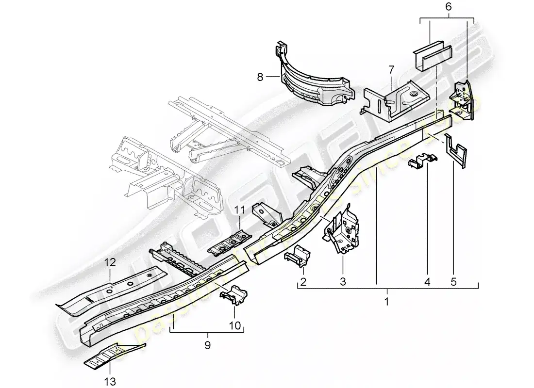 porsche 2009 (cayenne e1 9pa) frame part diagram