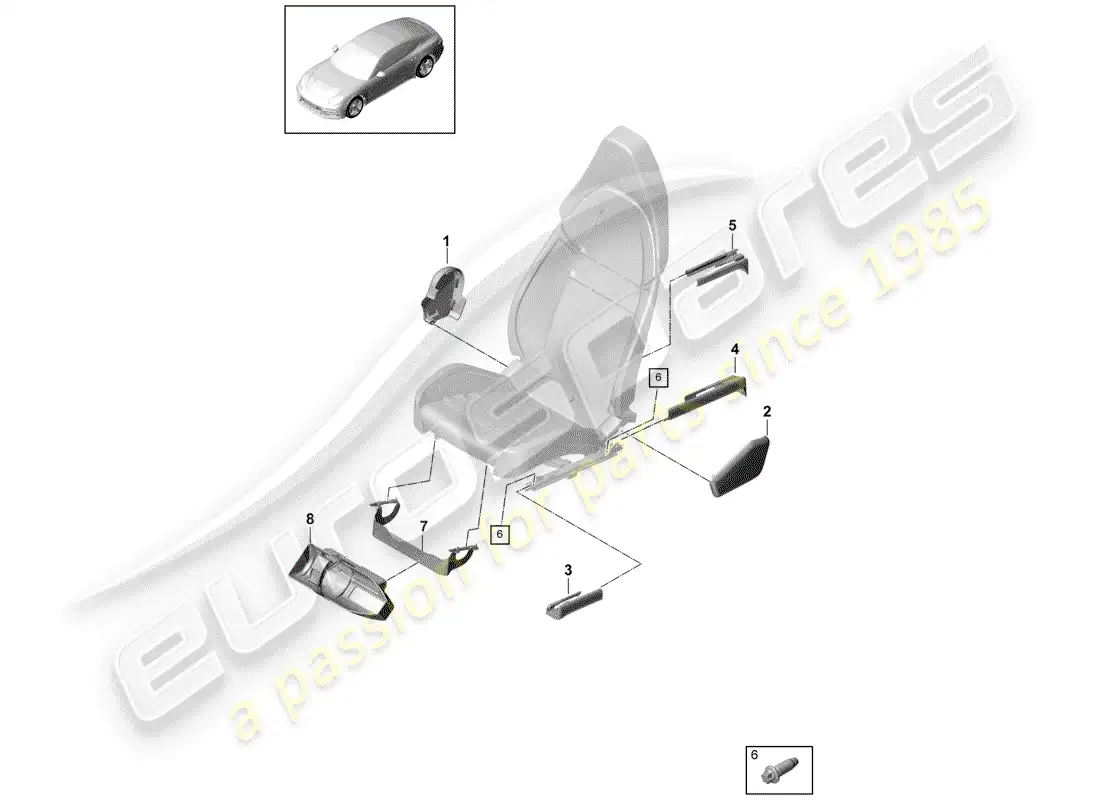 porsche 2017 (panamera 971-1) seat parts diagram