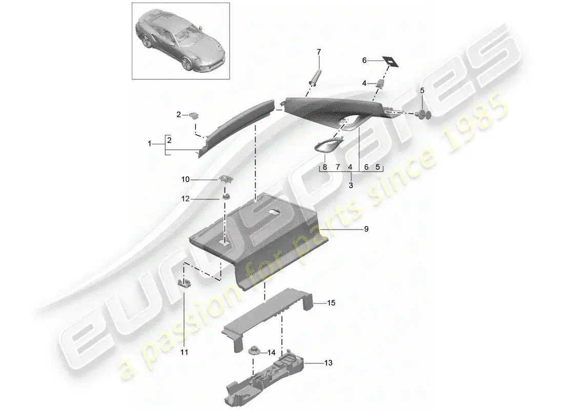 porsche 2017 (991-2 turbo) trims part diagram