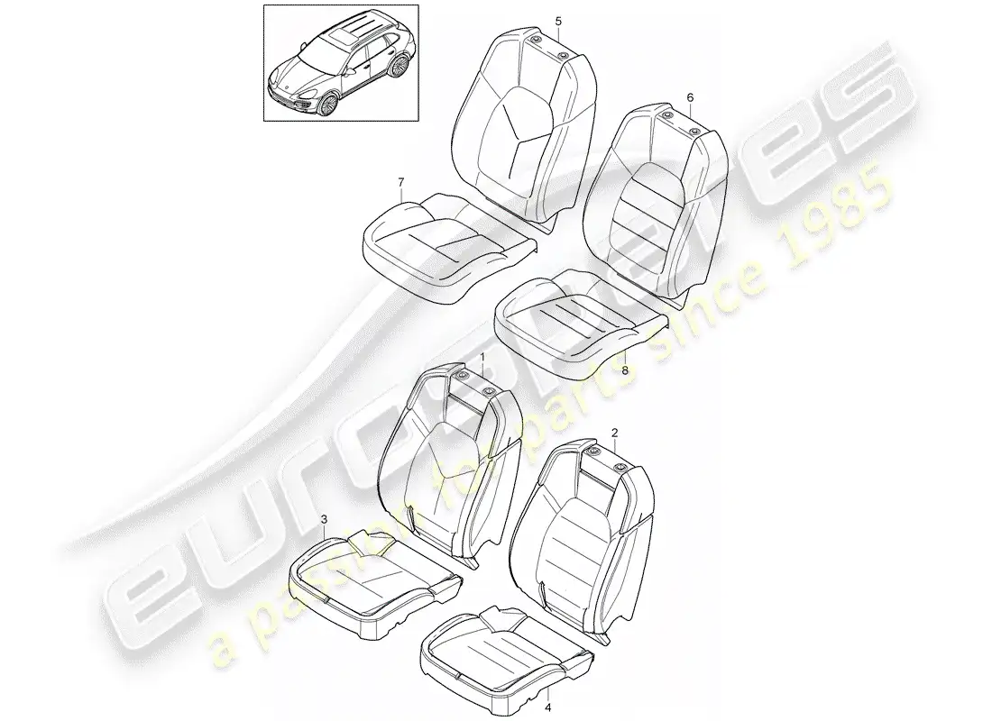porsche 2016 (cayenne e2 92a) foam part parts diagram