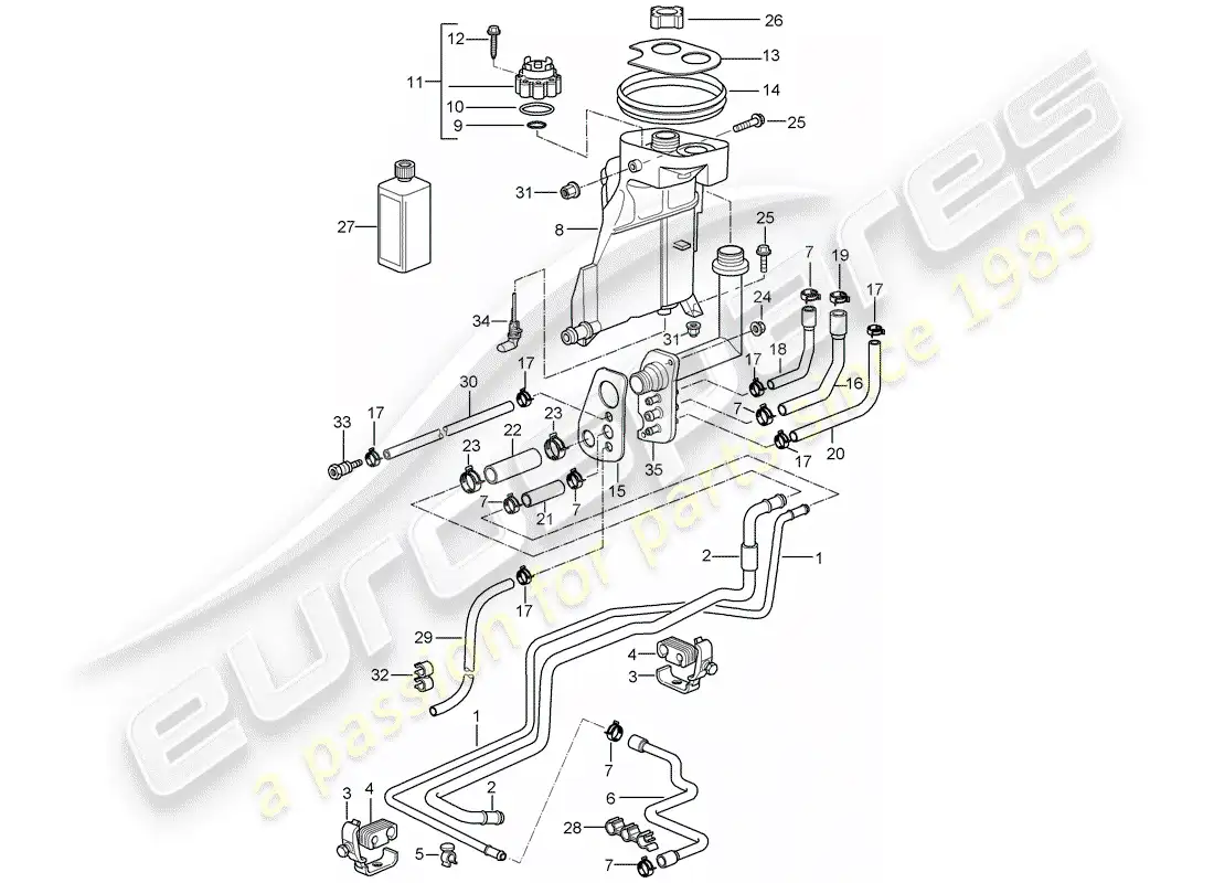 porsche 2001 (986 boxster) water cooling parts diagram