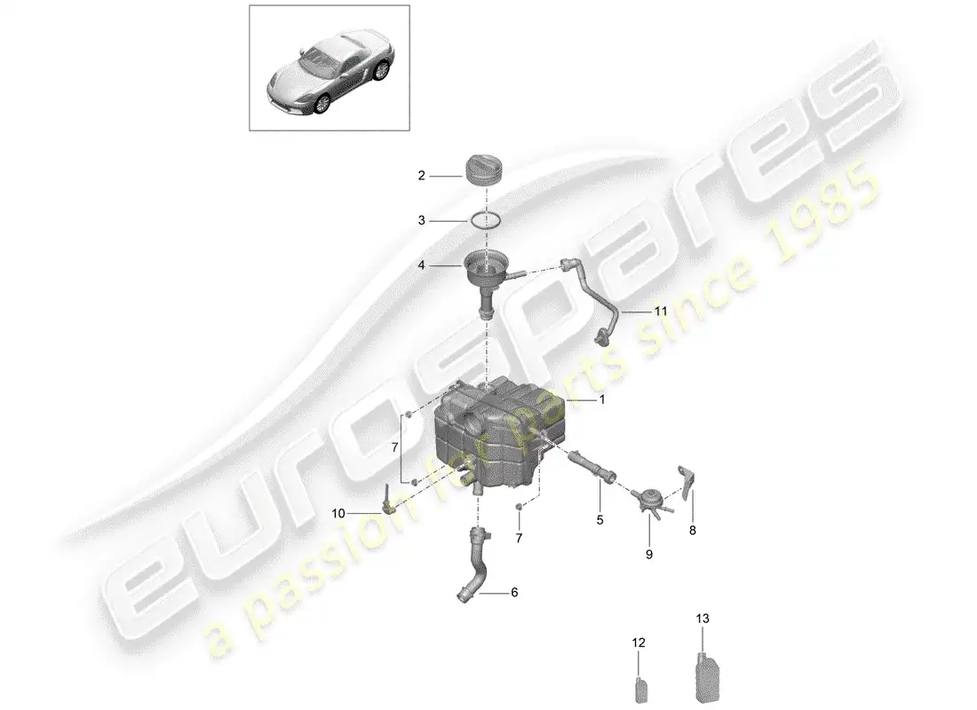 porsche 2020 (718 boxster) water cooling parts diagram