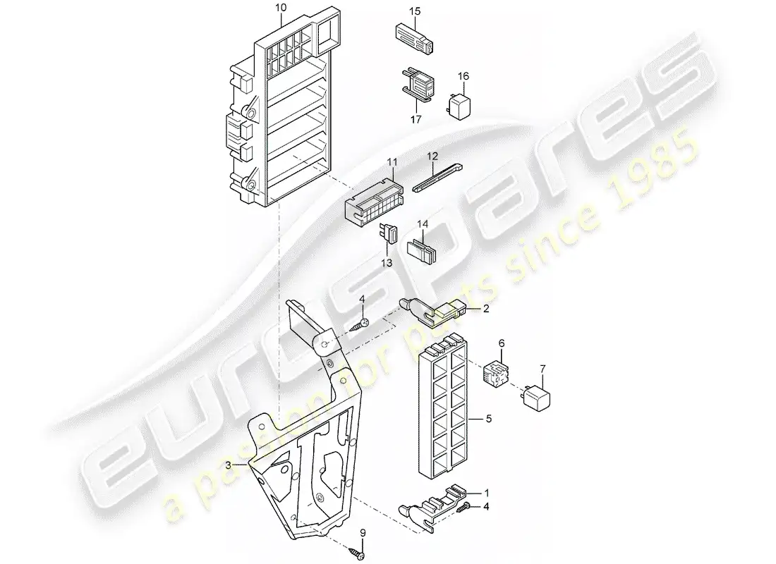 porsche 2006 (carrera gt) fuse box/relay plate - dashboard parts diagram