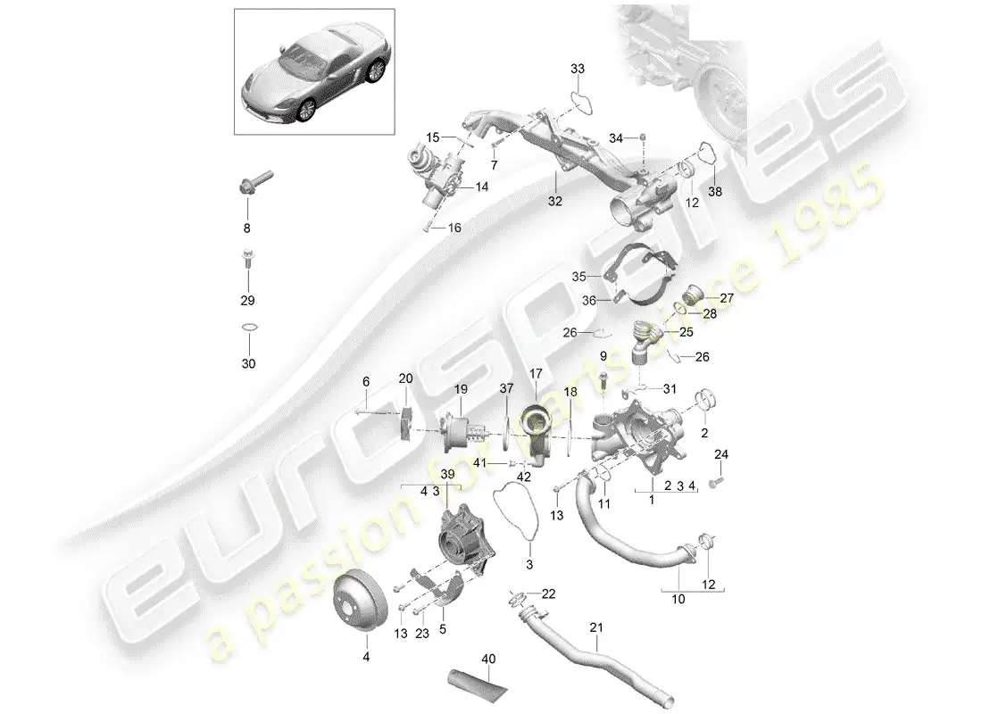 porsche 2017 (718 boxster) water cooling parts diagram