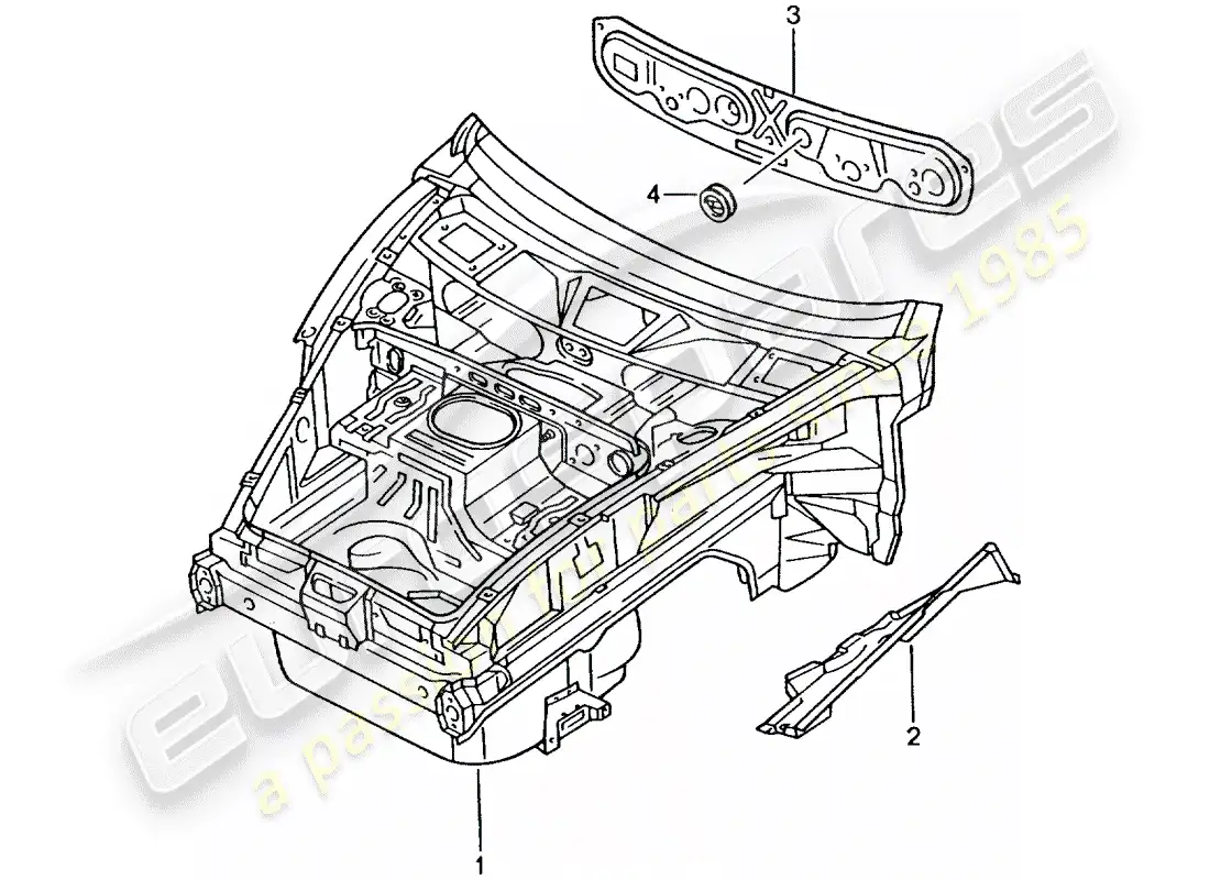 porsche 2003 (996 turbo / gt2) front end parts diagram