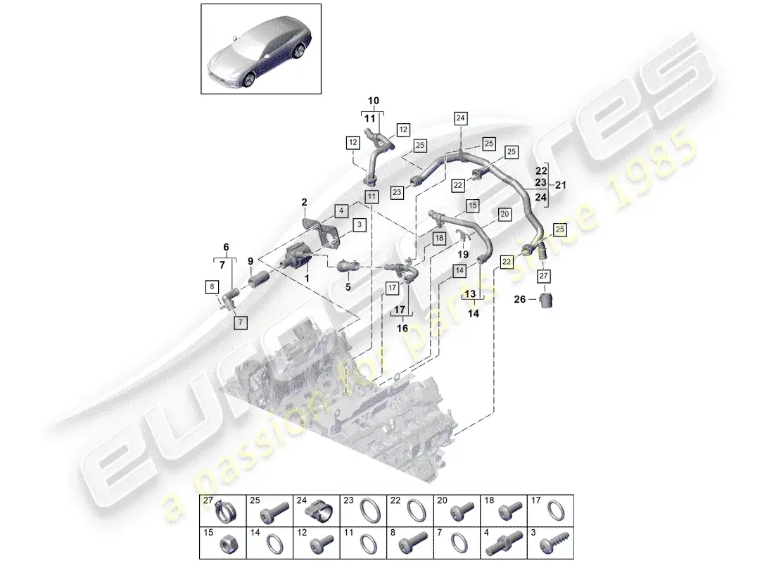 porsche 2017 (panamera 971-1) water cooling part diagram