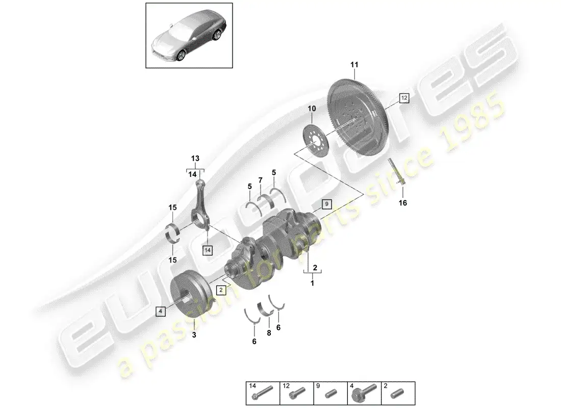 porsche 2017 (panamera 971-1) crankshaft part diagram
