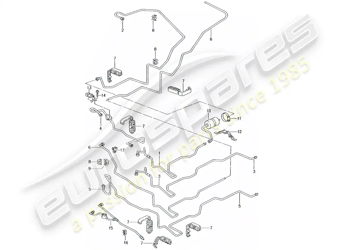 porsche 1998 (986 boxster) fuel system parts diagram
