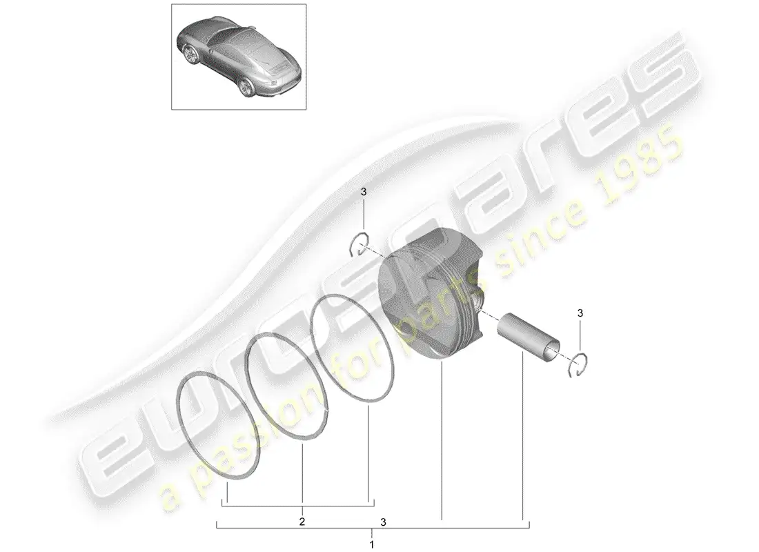 porsche 2012 (991-1) piston parts diagram