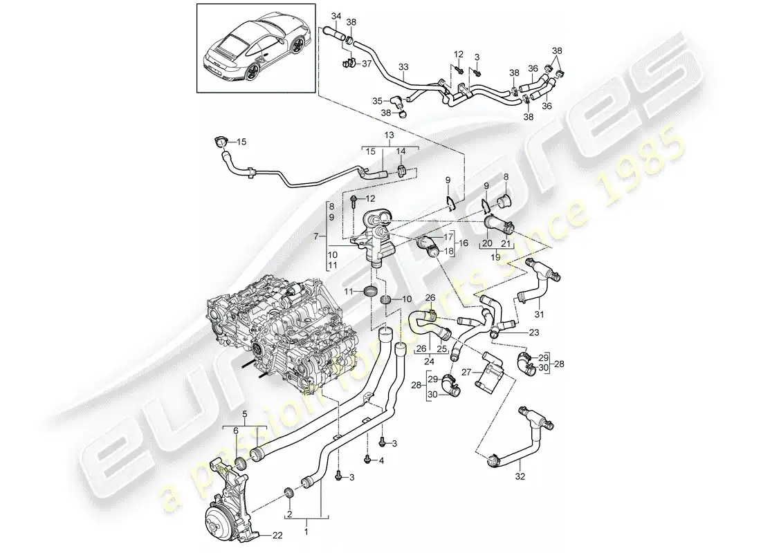porsche 2012 (997-2 turbo / gt2 rs) connection part diagram