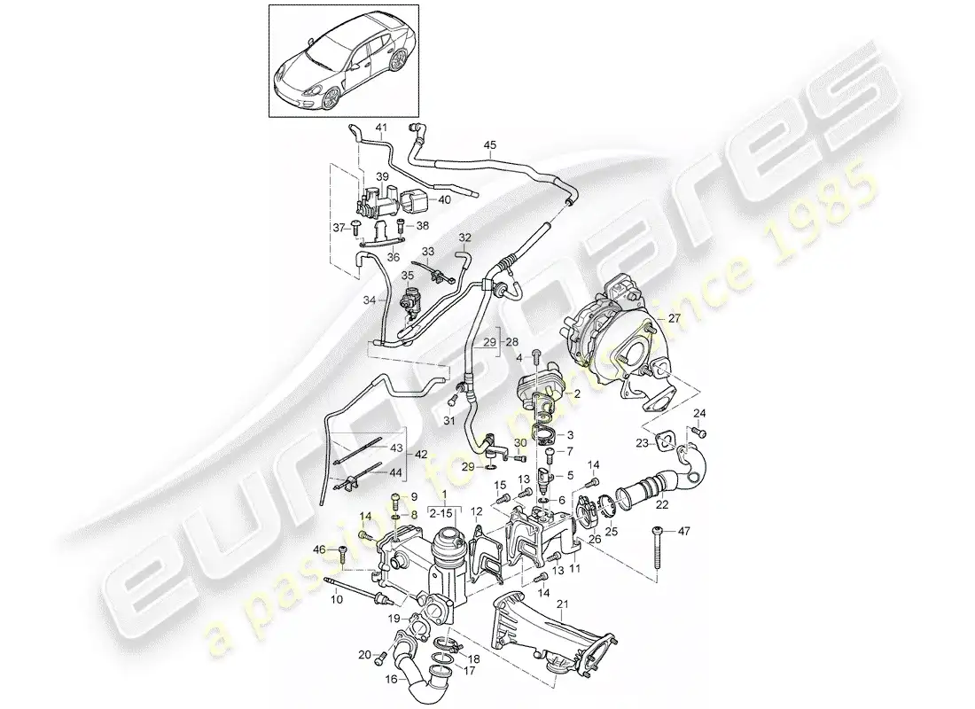 porsche 2016 (panamera 970) exhaust recirculation parts diagram