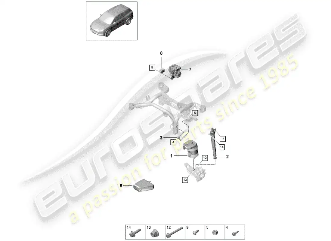 porsche 2020 (cayenne e3 9ya/9yb) air spring part diagram