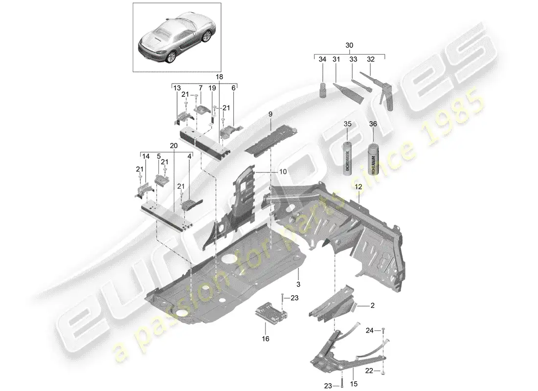 porsche 2016 (981 boxster) floor parts diagram