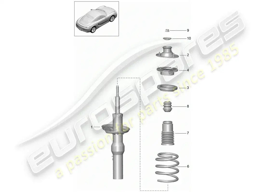 porsche 2014 (981 cayman) shock absorber parts diagram