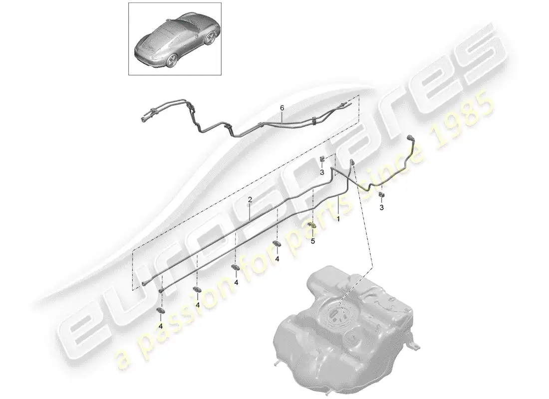 porsche 2015 (991-1) fuel system parts diagram