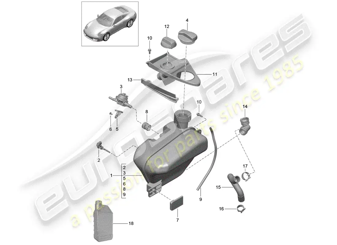 porsche 2013 (991-1) water cooling 4 parts diagram