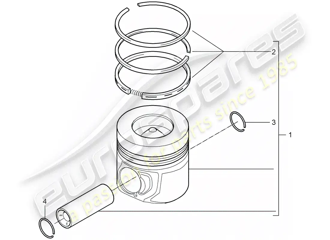 porsche 2007 (cayenne e1 9pa) piston parts diagram