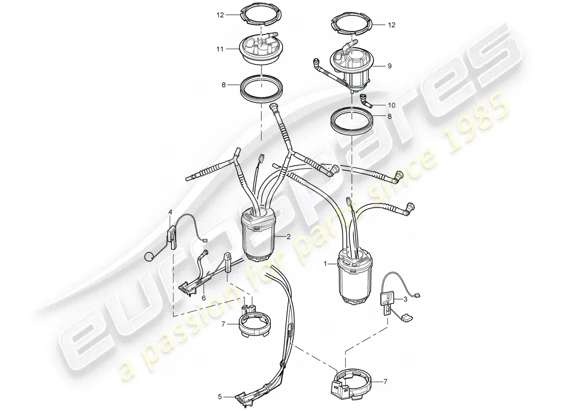 porsche 2007 (cayenne e1 9pa) fuel tank parts diagram