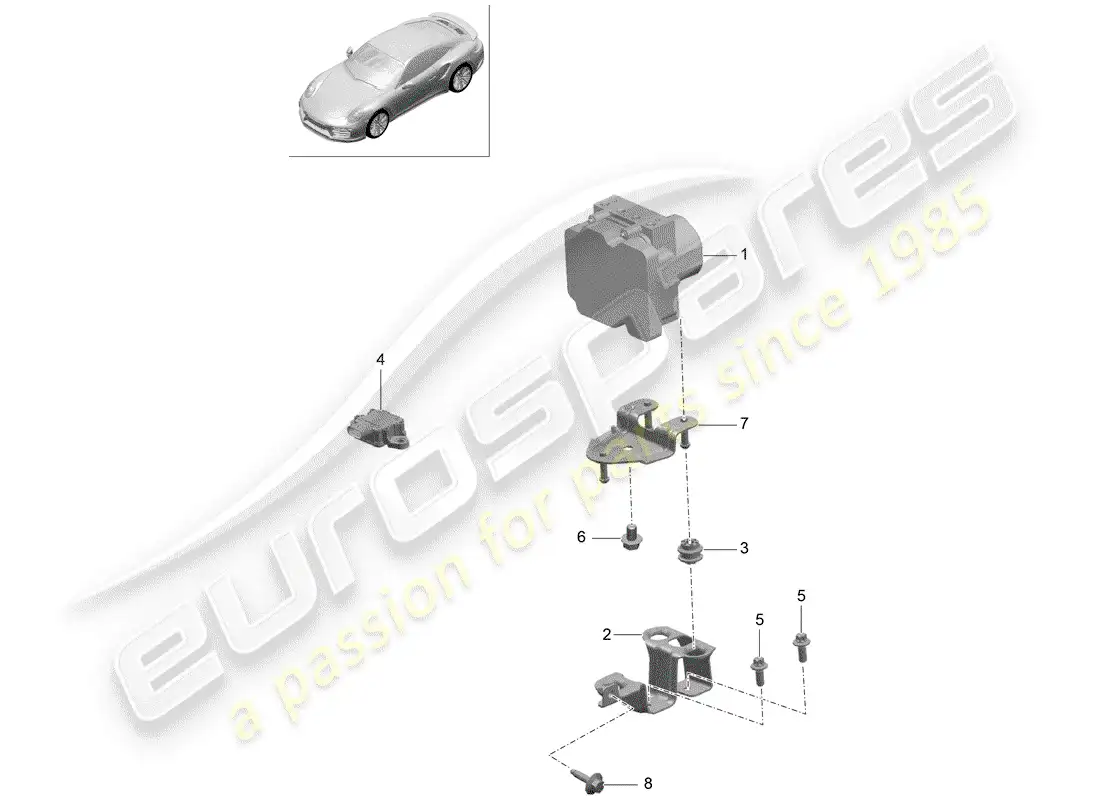 porsche 2016 (991-1 turbo) hydraulic unit parts diagram