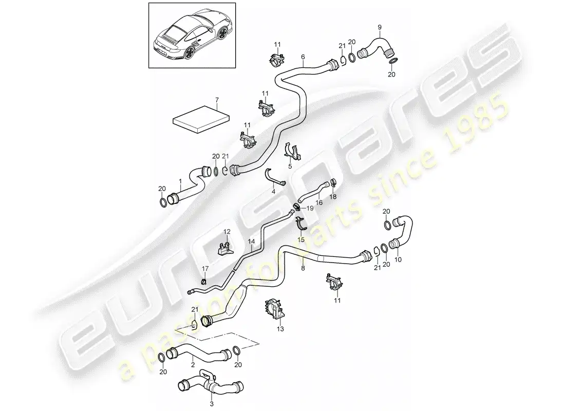 porsche 2012 (997-2 turbo / gt2 rs) water cooling 1 part diagram