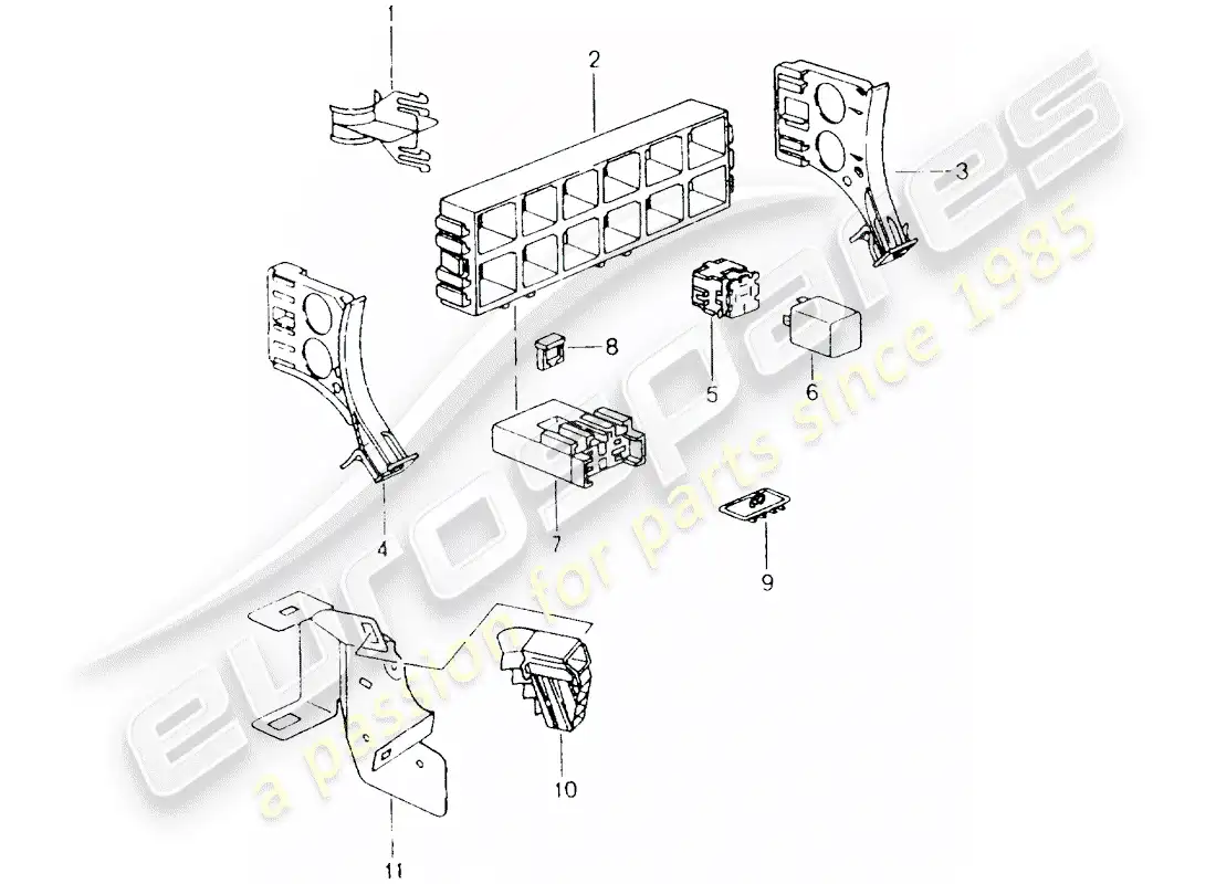 porsche 2001 (986 boxster) fuse box/relay plate parts diagram