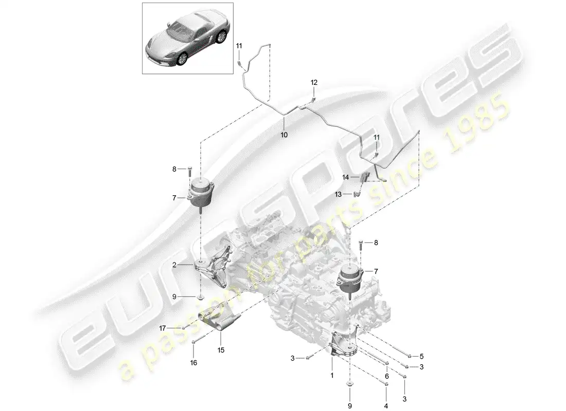 porsche 2017 (718 boxster) engine lifting tackle parts diagram
