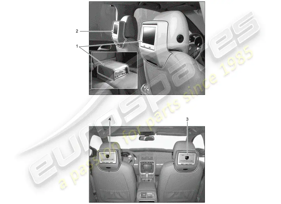 porsche 2016 (tequipment cayenne) rear seat entertainment system parts diagram