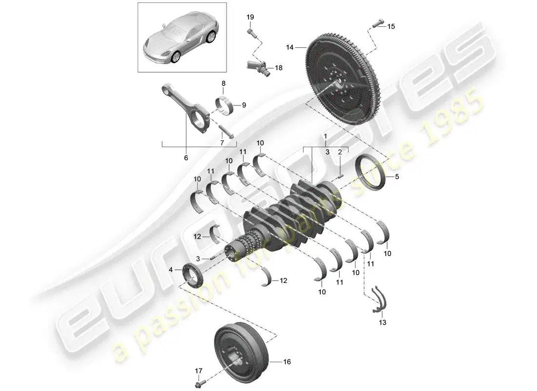 porsche 2019 (718 cayman) crankshaft parts diagram