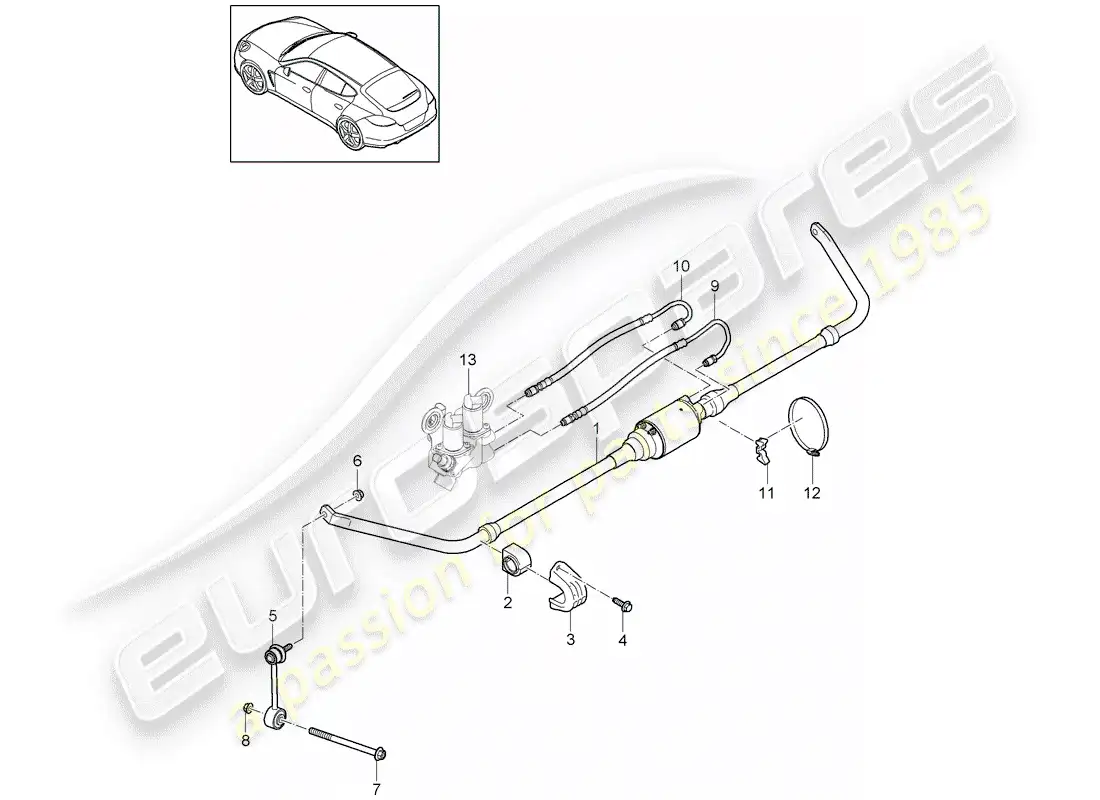 porsche 2011 (panamera 970) stabilizer parts diagram