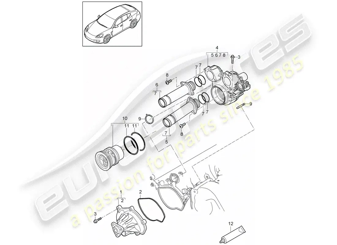 porsche 2016 (panamera 970) water pump parts diagram