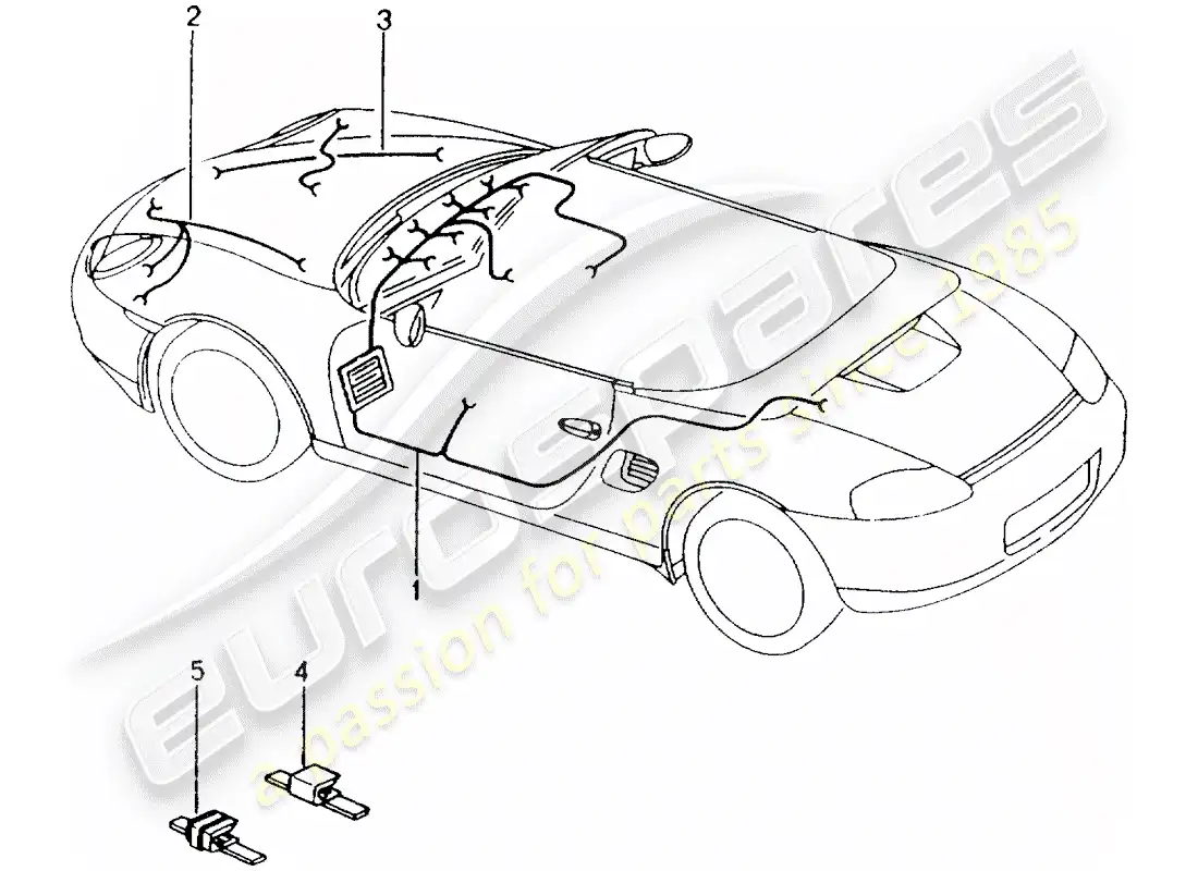porsche 1999 (986 boxster) wiring harnesses - passenger compartment - glove box - front end - repair kit - anti-locking brake syst. -abs- - brake pad wear indicator - front axle parts diagram