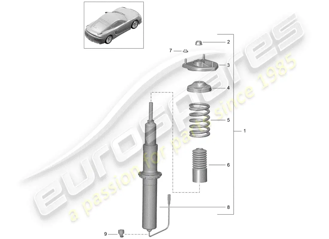 porsche 2016 (981 cayman gt4) shock absorber part diagram