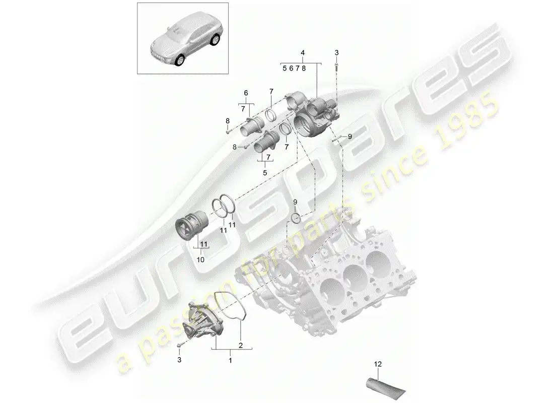 porsche 2014 (macan) water pump part diagram
