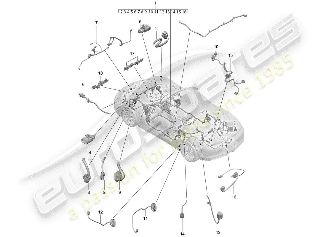 porsche 2016 (981 boxster) wiring harnesses parts diagram