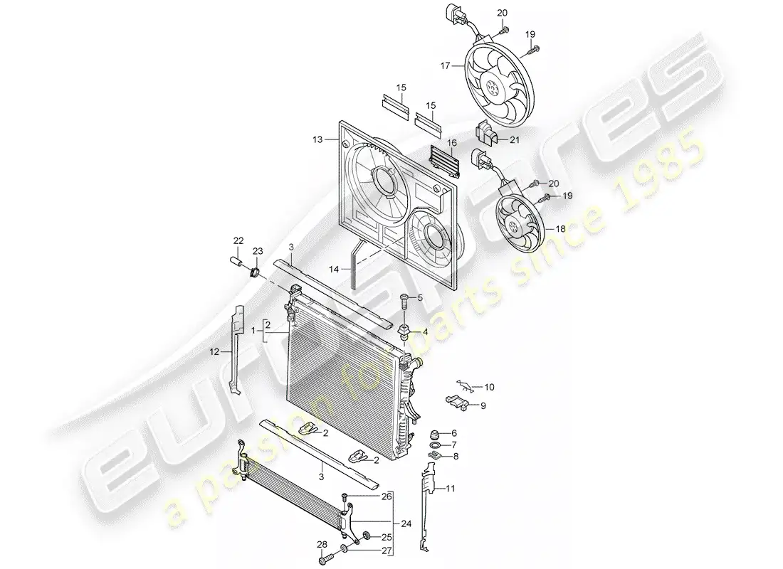 porsche 2009 (cayenne e1 9pa) water cooling 3 part diagram