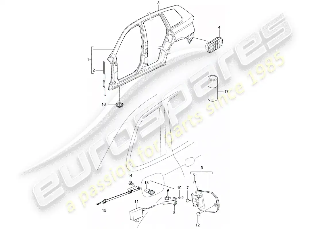 porsche 2003 (cayenne e1 9pa) side panel parts diagram