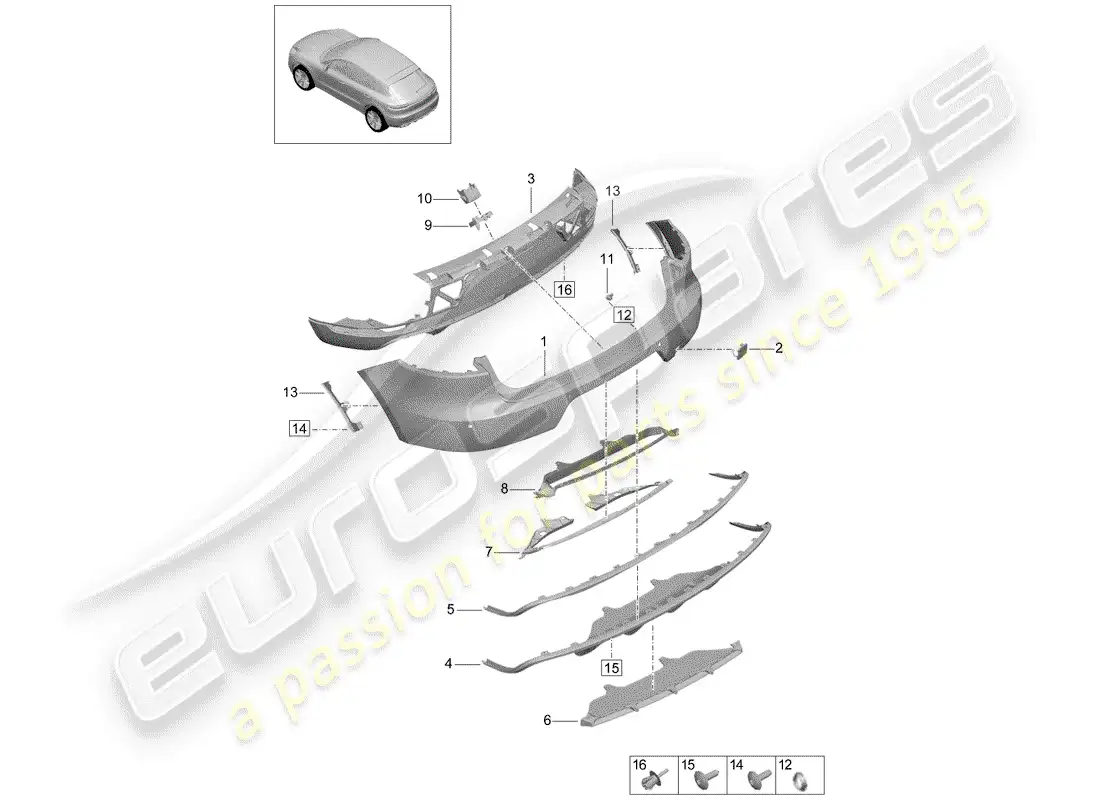 porsche 2020 (macan) bumper part diagram