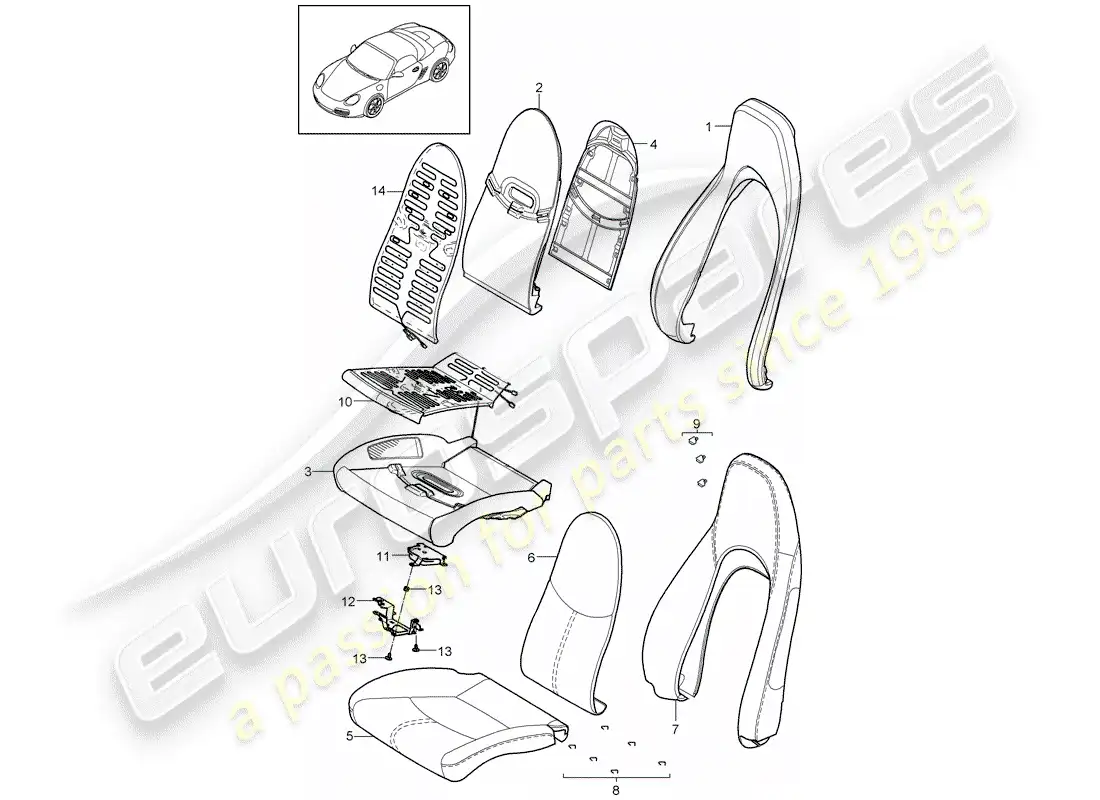 porsche 2012 (987 boxster) foam part parts diagram