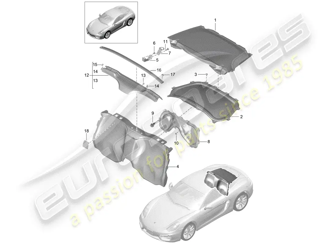 porsche 2014 (981 cayman) trims parts diagram