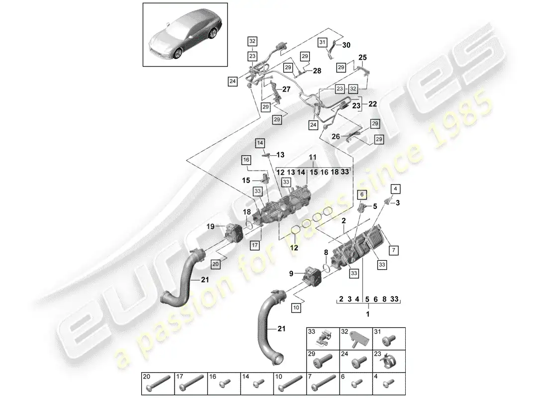 porsche 2018 (panamera 971-1) intake pipe parts diagram