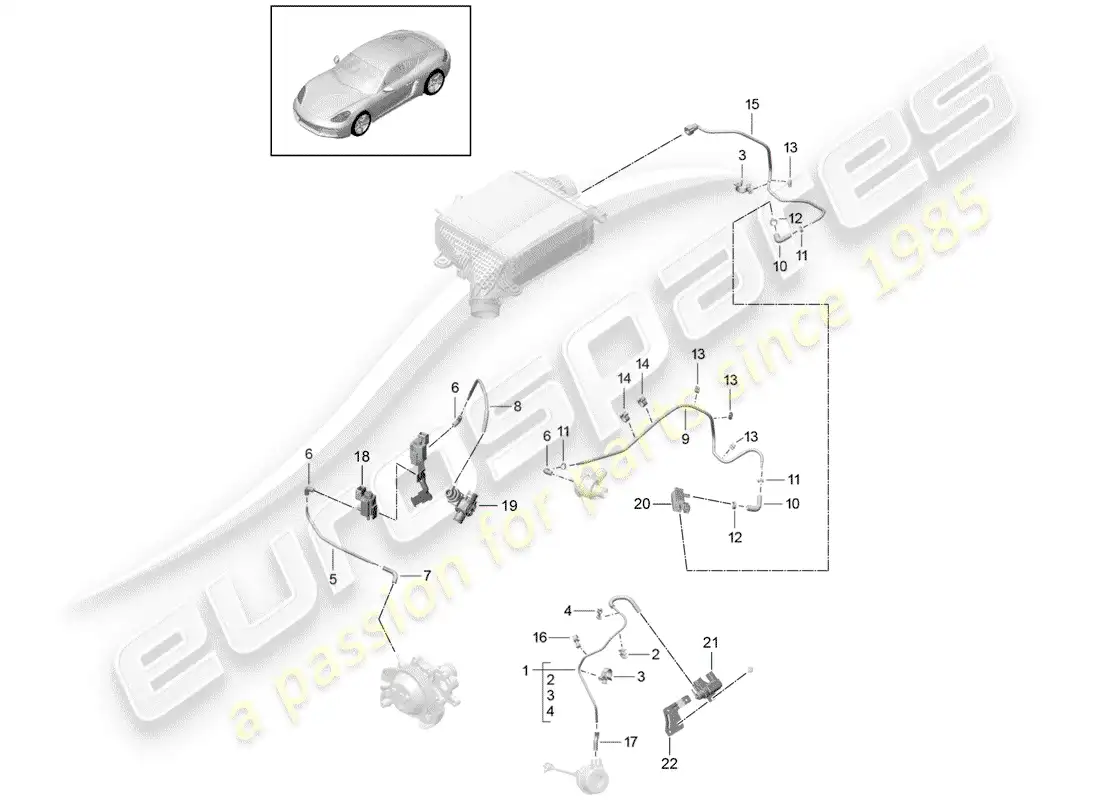 porsche 2019 (718 cayman) control line parts diagram