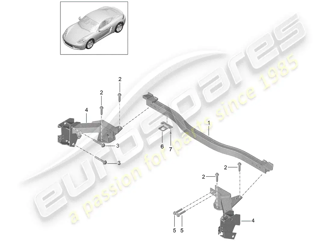 porsche 2017 (718 cayman) cross member parts diagram