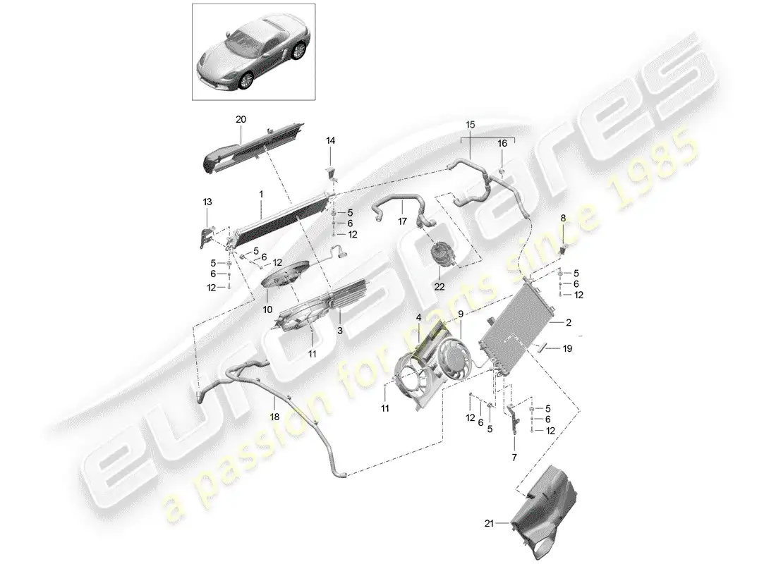 porsche 2020 (718 boxster) water cooling parts diagram